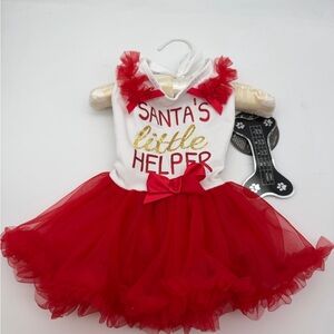 Santa's Little Helper Red and White Dog Outfit